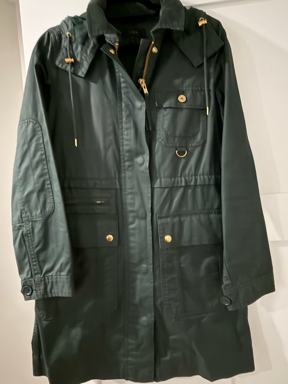 J.Crew 2016 Olive Waxed Utility Barn Field Coat Gold Hardware